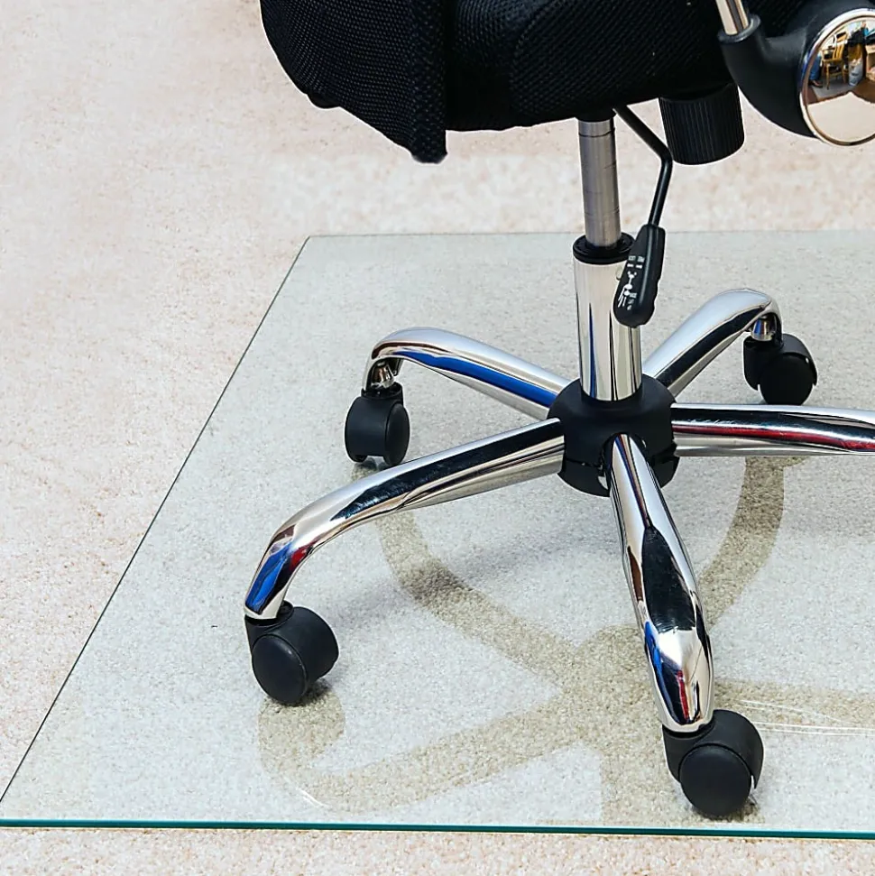 Floortex® Glaciermat® Heavy-Duty Glass Chair Mat For Hard Floors And Carpets, 36" x 42", Crystal Clear
