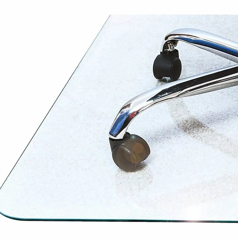 Floortex Glaciermat® Heavy Duty Glass Chair Mat for Hard Floors & Carpets - 48"x60" - Crystal Clear Rectangular Glass Chair Mat - 124860EG
