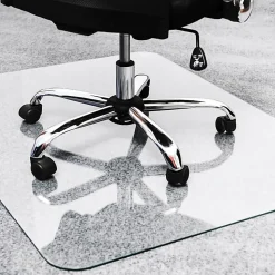 Floortex Glaciermat® Heavy Duty Glass Chair Mat for Hard Floors & Carpets - 48