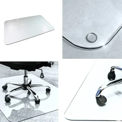 Floortex Glaciermat® Heavy Duty Glass Chair Mat for Hard Floors & Carpets - 48