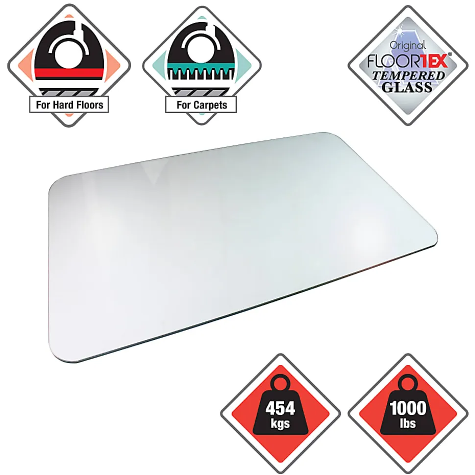 Floortex® Glaciermat® 36" x 40" Glass Chair Mat for Hard Floors & Carpets