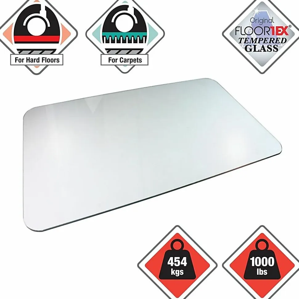 Floortex® Glaciermat® 36" x 40" Glass Chair Mat for Hard Floors & Carpets