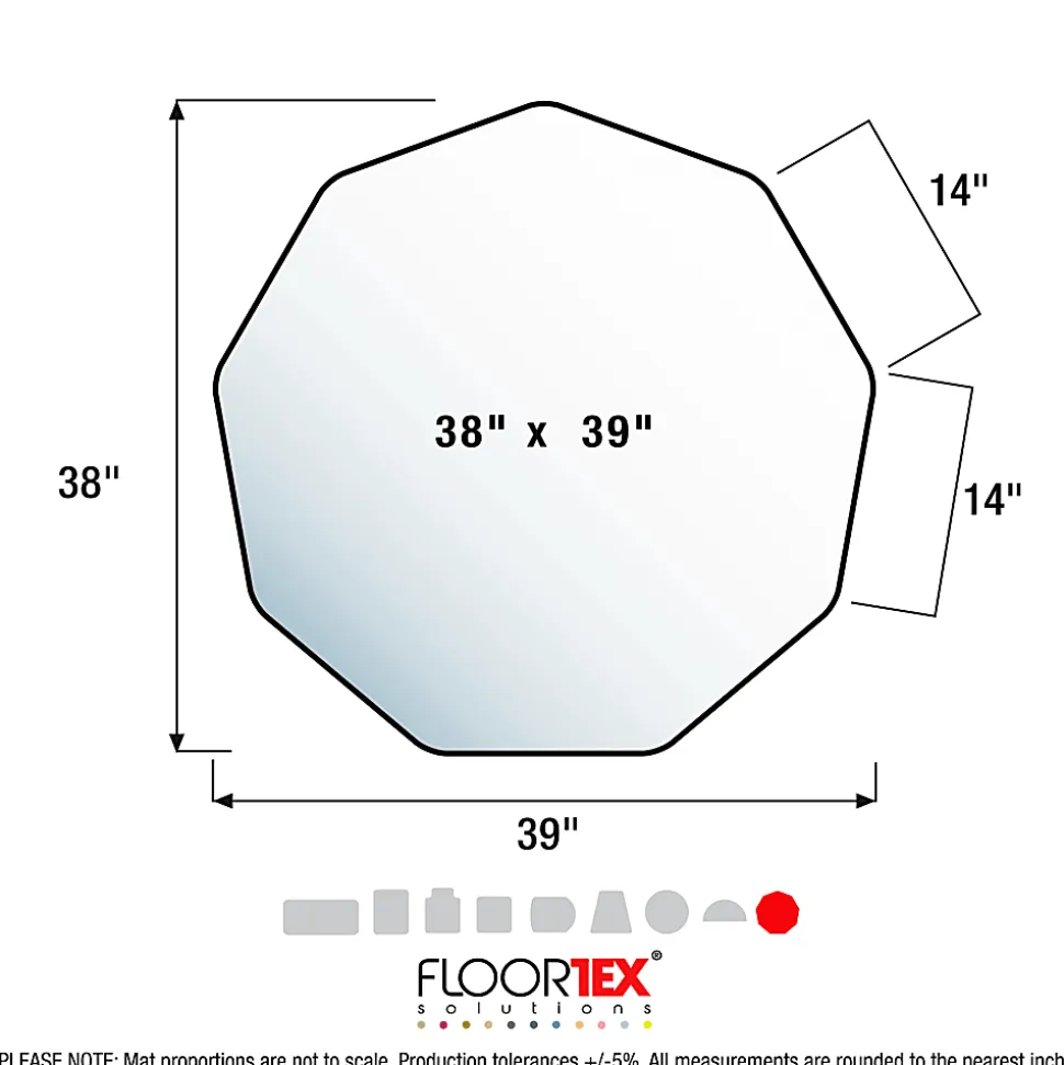 Floortex® 9Mat® Gaming Chair Mat For Hard Floors, 38" x 39", Clear