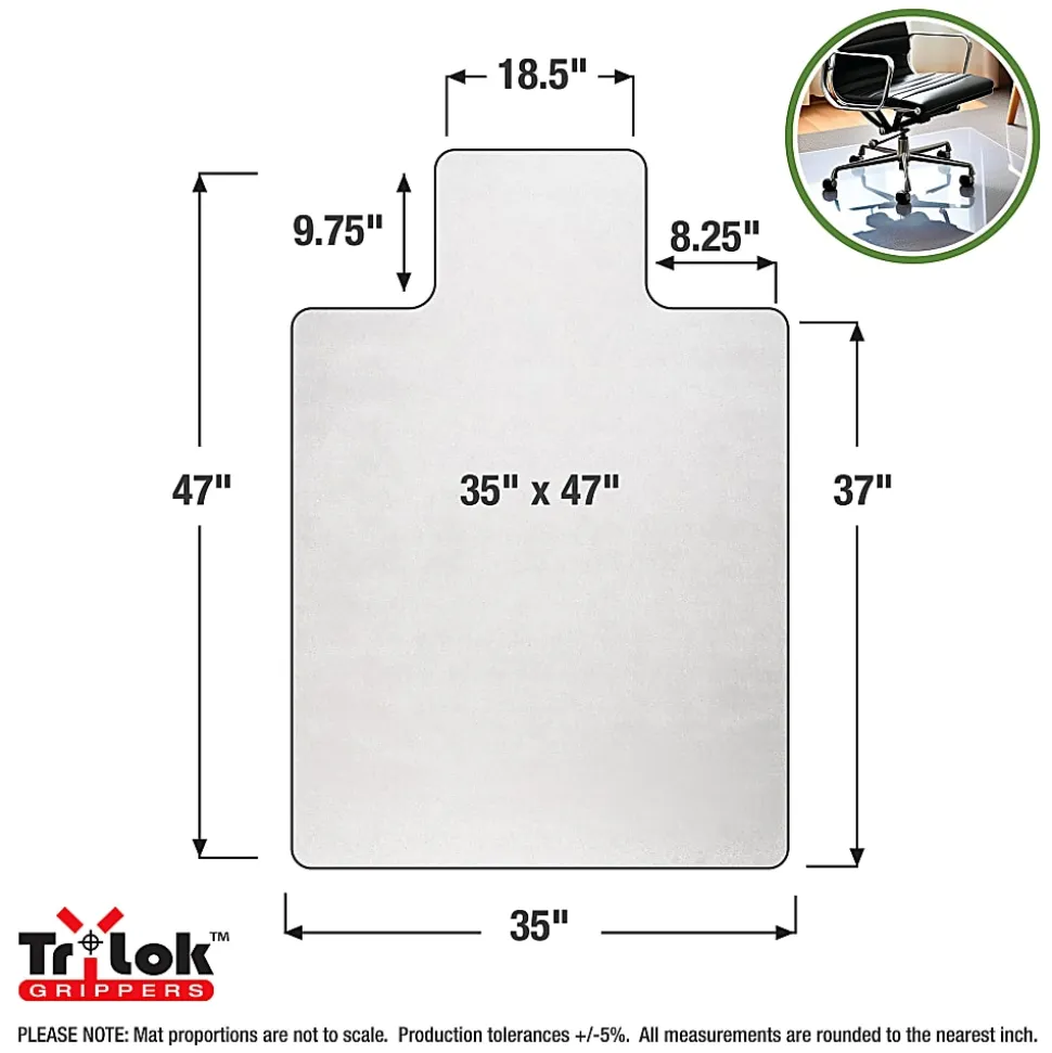 Floortex® TrYlok® 35" x 47" Lipped Chair Mat for Low Pile Carpets