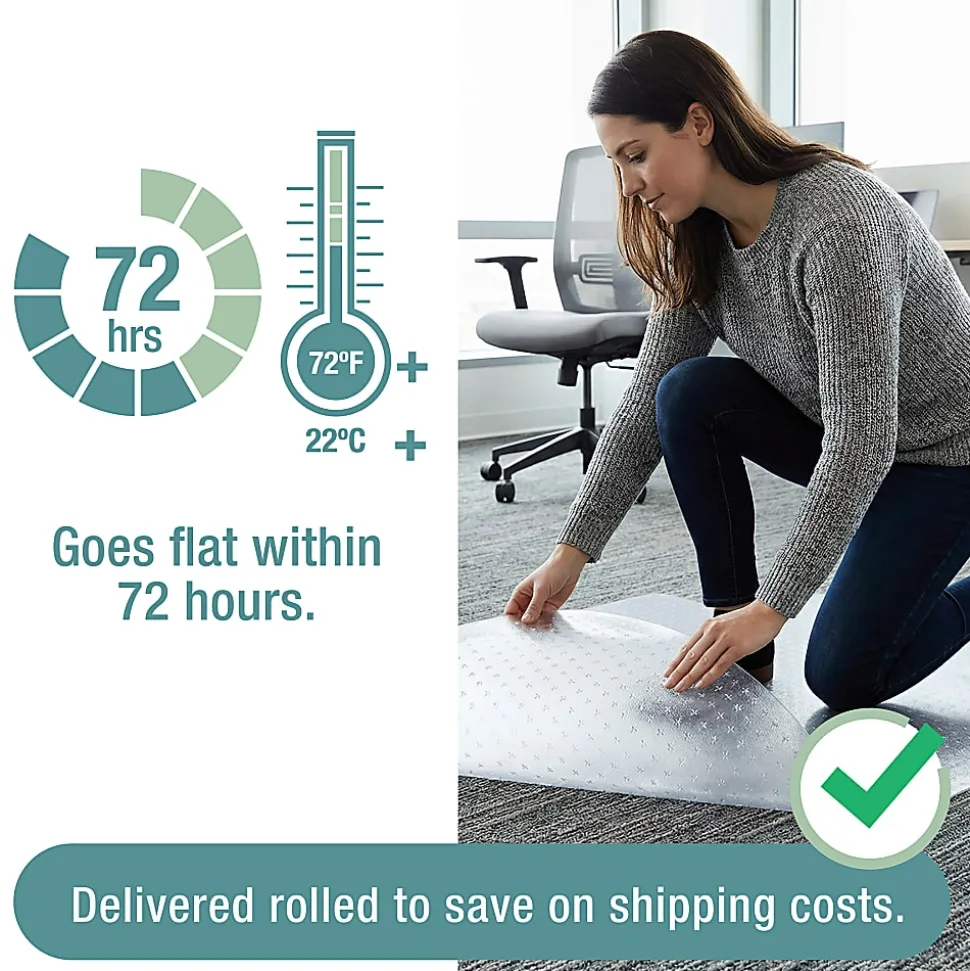 Floortex® TrYlok® 45" x 53" Lipped Chair Mat for Low Pile Carpets
