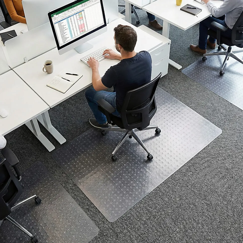 Floortex® TrYlok® 45" x 53" Rectangular Chair Mat for Low Pile Carpets