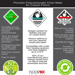 Floortex® Ultimat® Polycarbonate Rectangular Chair Mat For Carpets Up To 1/2", 35" x 47", Clear