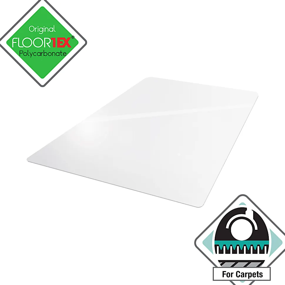 Floortex® Ultimat® Polycarbonate Rectangular Chair Mat For Carpets Up To 1/2", 48" x 60", Clear