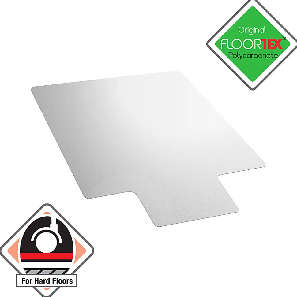 Floortex® Ultimat® Polycarbonate Lipped Chair Mat For Hard Floors, 48" x 60", Clear
