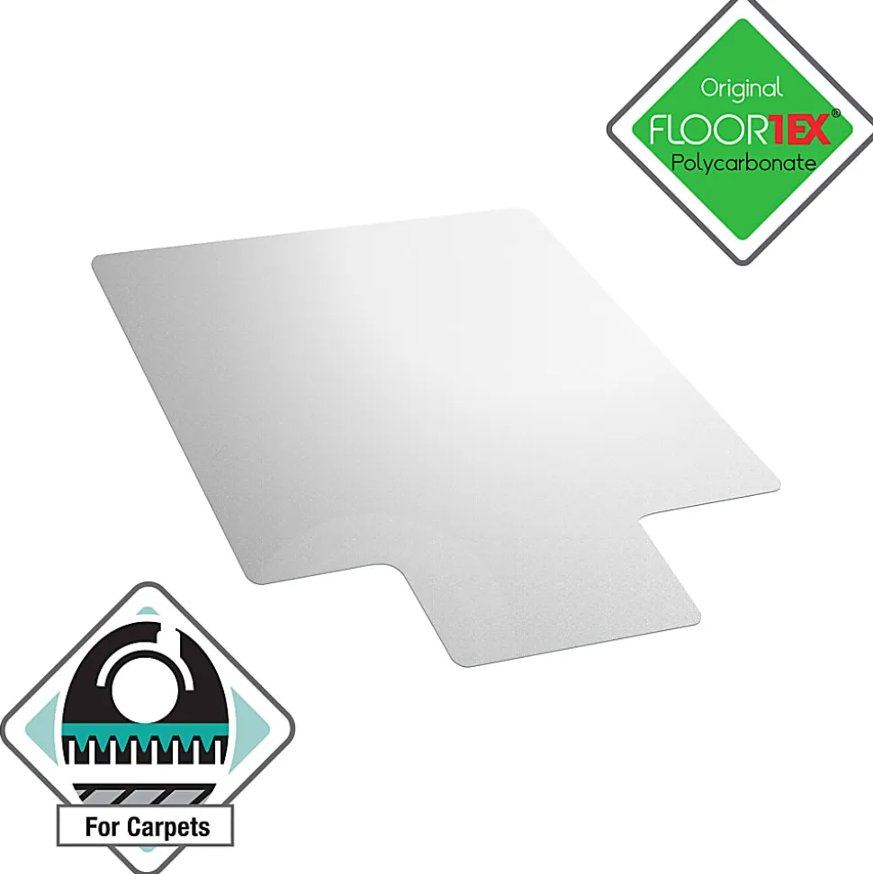 Floortex® Ultimat® Polycarbonate Lipped Chair Mat for Carpets up to 1/2", 48" x 53", Clear