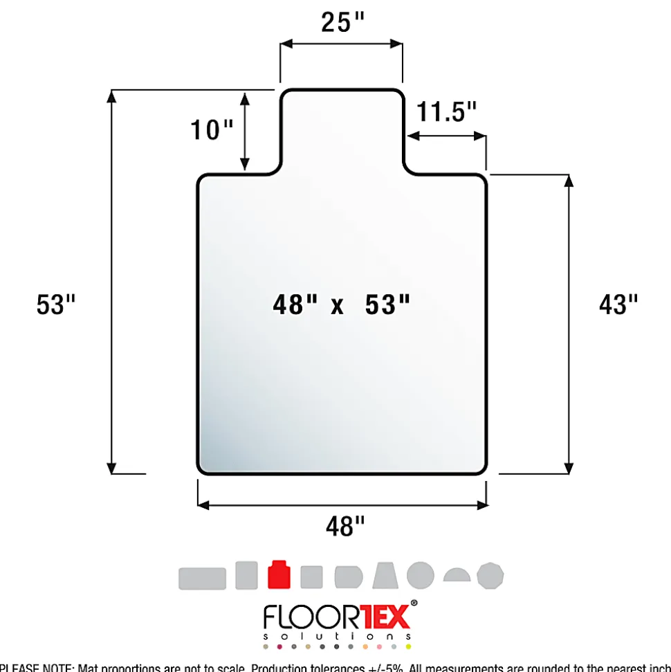 Floortex® Ultimat® 48" x 53" Polycarbonate Lipped Chair Mat for Carpets over 1/2"