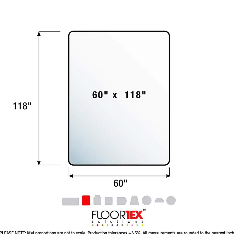 Floortex® Ultimat® XXL Polycarbonate Rectangular Chair Mat for Hard Floors - 60" x 118"