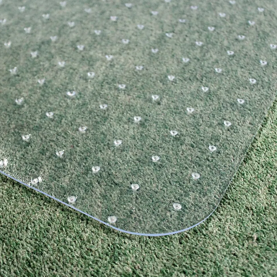 Floortex Valuemat Basic Vinyl Lipped Chair Mat for Low Pile Carpets, 36" x 48", Clear