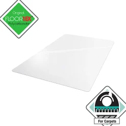 Floortex® Valuemat® Plus Polycarbonate Rectangular Chair Mat For Low Pile Carpets , 48