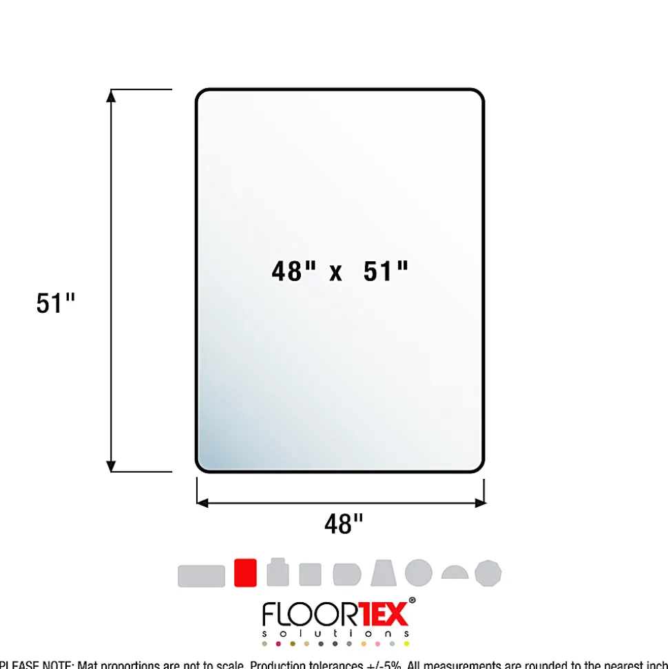 Floortex® 48" x 51" Enhanced Polymer, Rectangular, Anti-Slip Chair Mat for Hard Floor