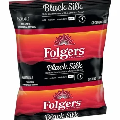 Folgers® Black Silk Coffee Single-Serve Packs, Dark Roast, 1.4 Oz Per Bag, Carton Of 40