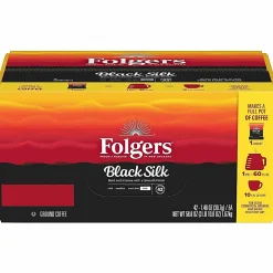 Folgers® Black Silk Single-Serve Packs, Dark Roast, 1.4 Oz Per Bag, Carton Of 42