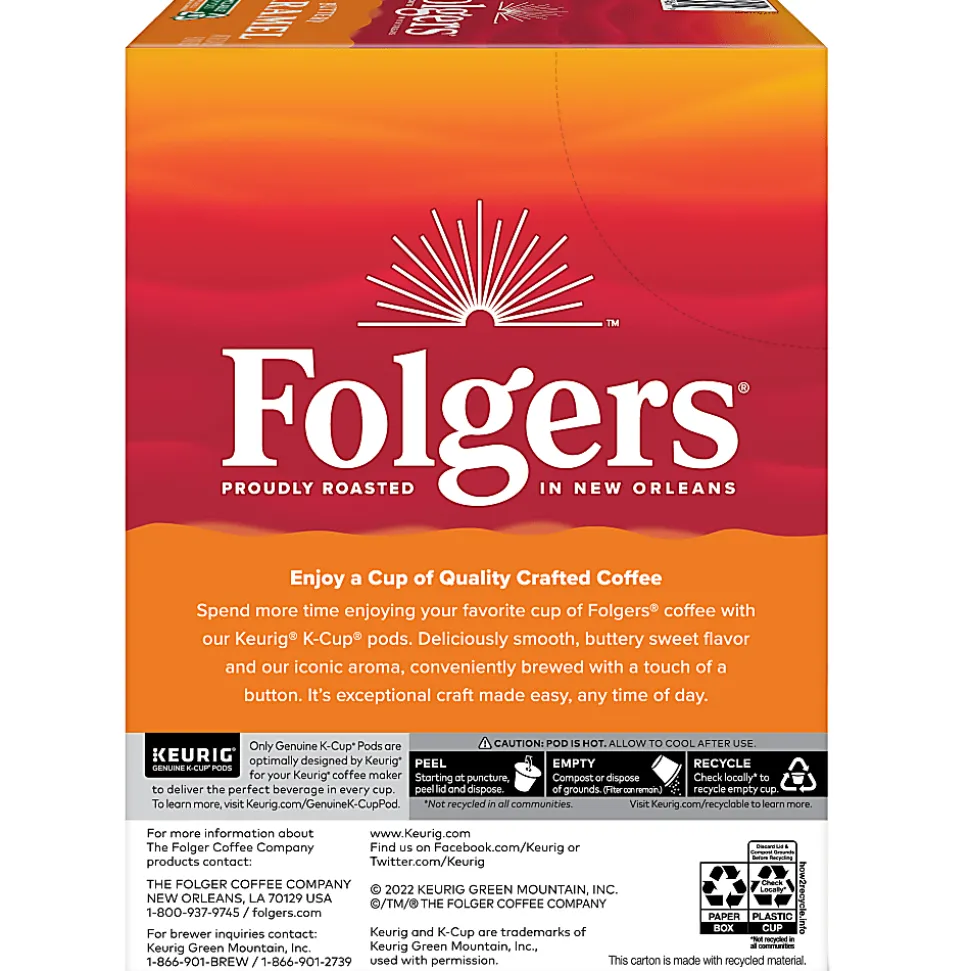 Folgers Buttery Caramel Keurig Single Serve K-Cup Pods, 24 Pods Per Pack, Case Of 4 Packs