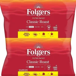 Folgers Classic Roast Coffee Filter Packs, 0.9 Oz, Box Of 40 Packs