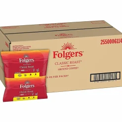 Folgers Classic Roast Coffee Filter Packs, 0.9 Oz, Box Of 160 Packs