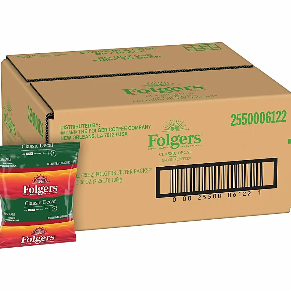 Folgers® Classic Roast Decaffeinated Coffee Filter Packs, 0.9 Oz., Box Of 40