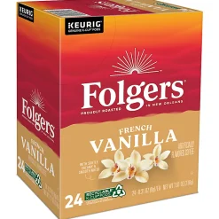 Folgers French Vanilla Keurig Single Serve K-Cup Pods, 24 Pods Per Pack, Case Of 4 Packs