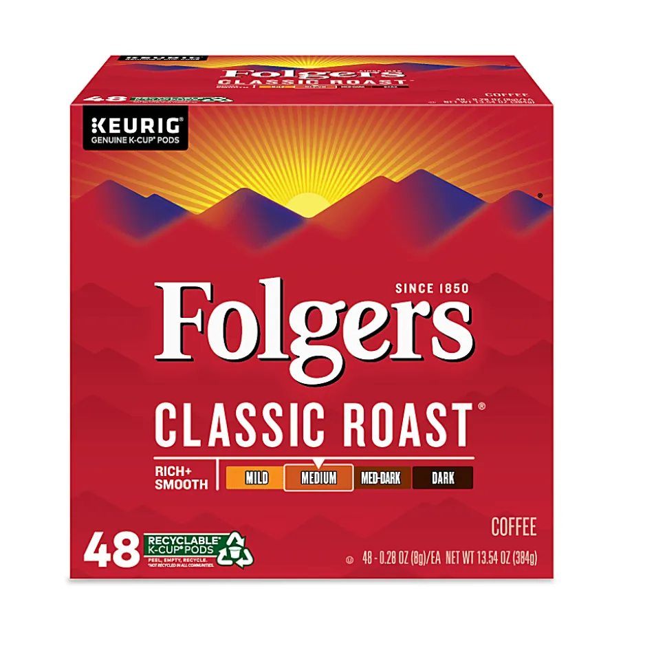 Folgers Gourmet Selections Medium Roast Keurig® Single-Serve K-Cup® Pods, Classic, Box Of 48 K-Cup® Pods