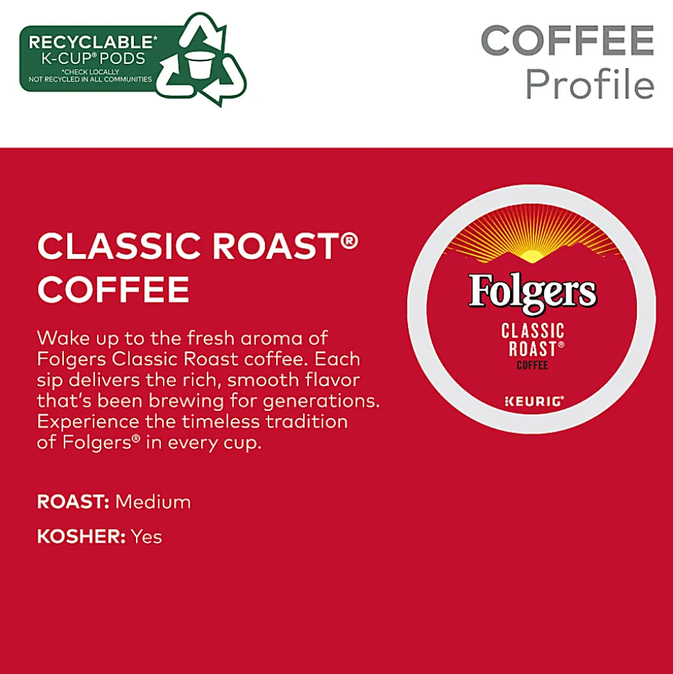Folgers Gourmet Selections Medium Roast Keurig® Single-Serve K-Cup® Pods, Classic, Box Of 48 K-Cup® Pods