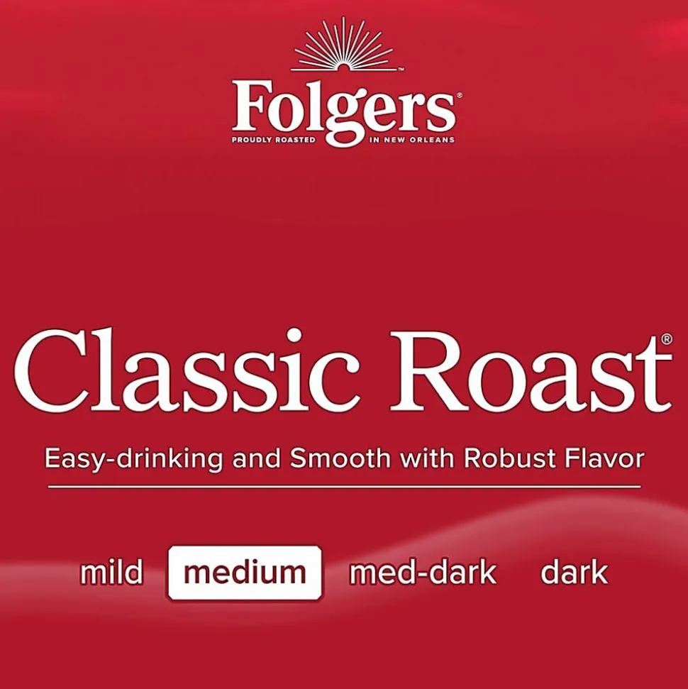 Folgers® Ground Classic Roast Coffee - Medium - 40.3 oz Per Canister - Ground - Mountain Grown, Classic Roast - Kosher/ - 35 / Pallet