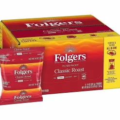 FolgersĀ® Single-Serve Coffee Packets, Classic Roast, Carton Of 40