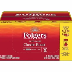 Folgers® Single-Serve Coffee Packets, Classic Roast, Carton Of 40