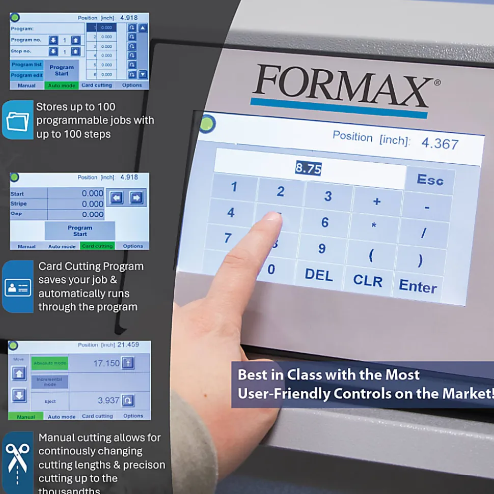 Formax Cut-True 29H Hydraulic Automatic Guillotine Paper Cutter With LED Laser Line, 20-1/2", Gray