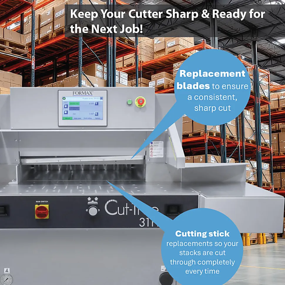 Formax Cut-True 31H Hydraulic Automatic Guillotine Paper Cutter With LED Laser Line, 28-3/4", Gray
