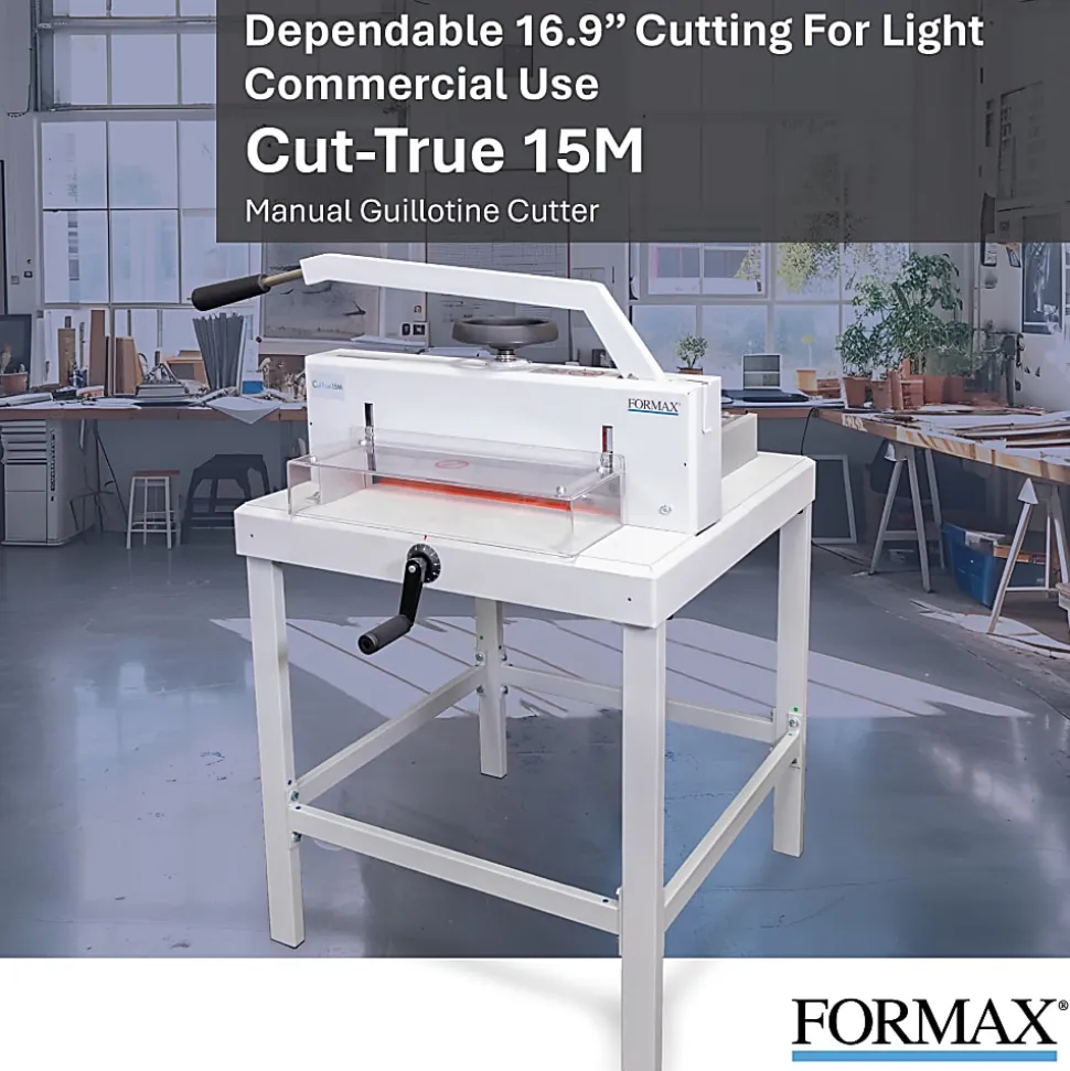 Formax Cut-True 15M Guillotine Paper Cutter With LED Laser Line, 16.9"