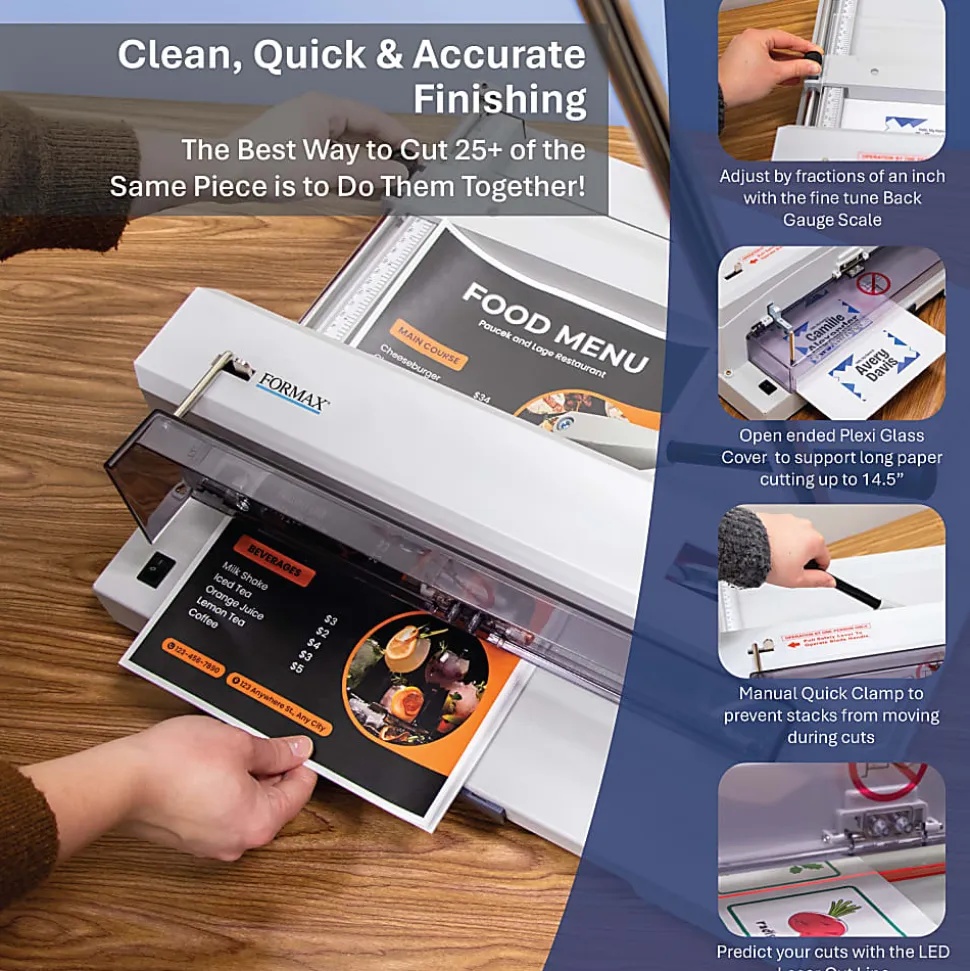 Formax Cut-True 13M Guillotine Paper Cutter With LED Laser Line, 14.5"