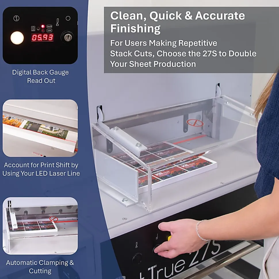 Formax Cut-True 27S Semi-Automatic Guillotine Paper Cutter With LED Laser Line, 18.9"