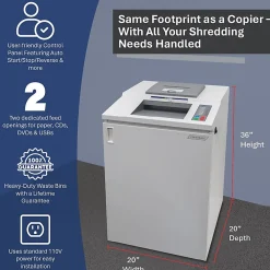 Formax OnSite FD 8704CC 45-Sheet Cross-Cut Multimedia Office Shredder, Gray