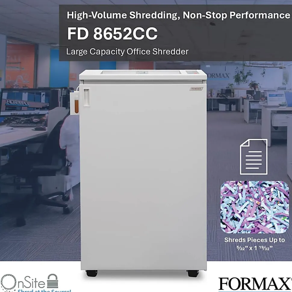 Formax OnSite FD 8652CC 32-Sheet Cross-Cut Office Shredder, Gray