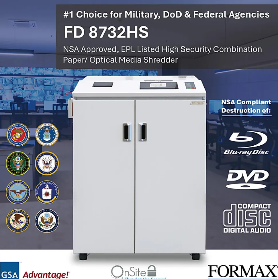 Formax 15-Sheet Combination Paper And Optical Media Shredder, FD8732HS