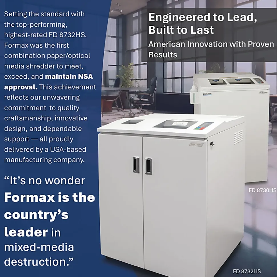 Formax 15-Sheet Combination Paper And Optical Media Shredder, FD8732HS