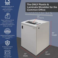 Formax 38-Sheet Cross-Cut Paper/Plastic/Laminate Shredder, FD87 PLASTI