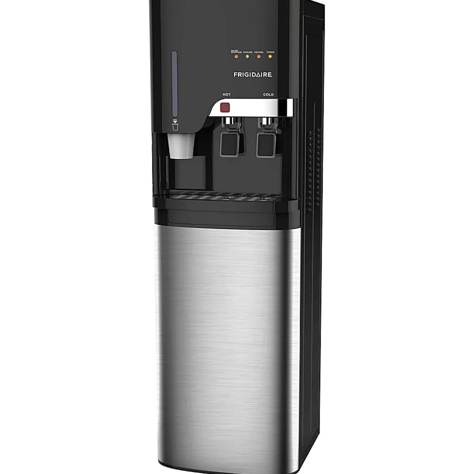 Frigidaire® Bottom-Loading Freestanding Water Cooler/Dispenser With Cup Storage, 44-1/2”H x 15-1/2”W x 15-1/2”D, Silver