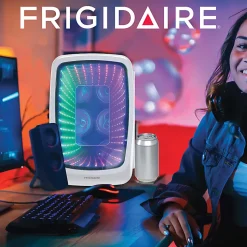 Frigidaire 0.14 Cu. Ft. 6-Can Retro Gaming Light-Up Portable Beverage Mini Fridge, White