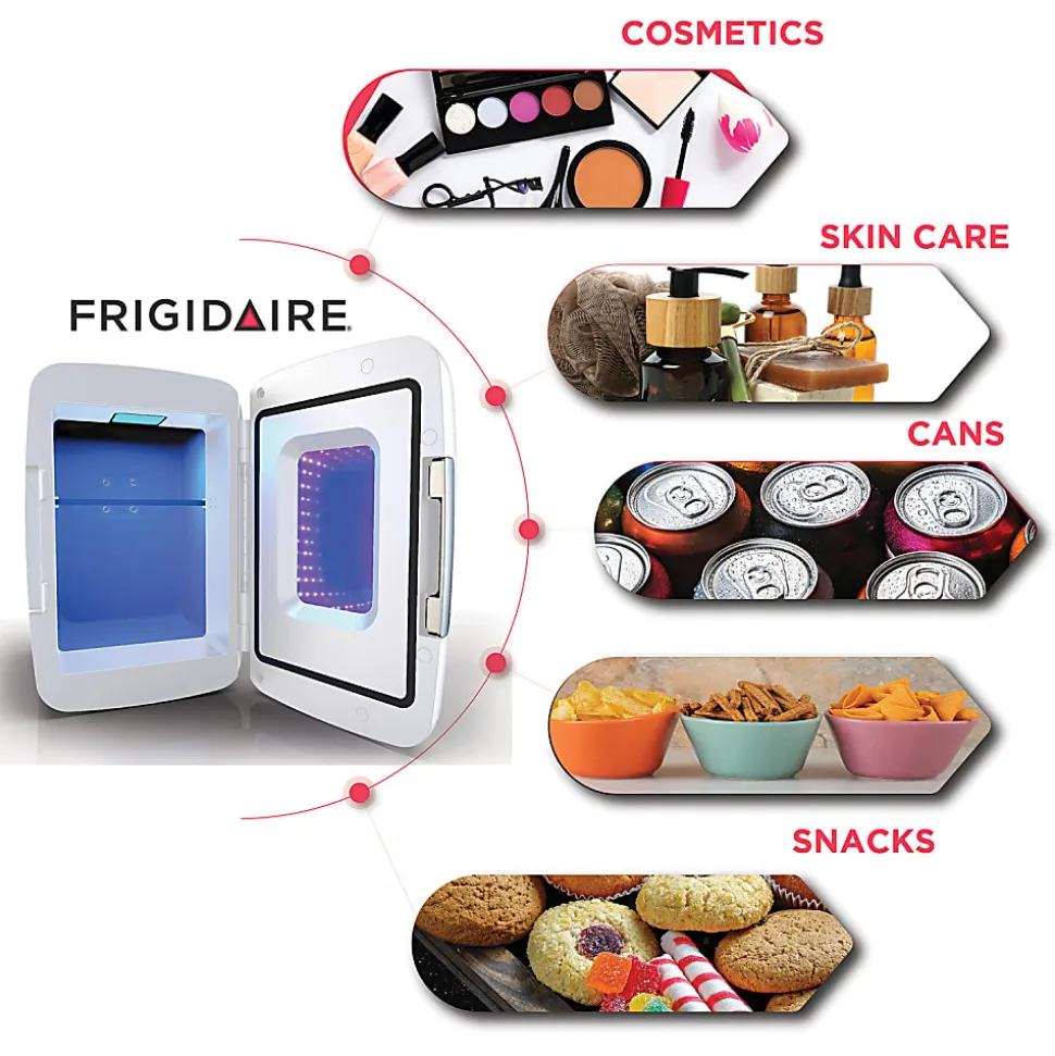 Frigidaire 0.14 Cu. Ft. 6-Can Retro Gaming Light-Up Portable Beverage Mini Fridge, White
