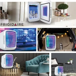Frigidaire 0.14 Cu. Ft. 6-Can Retro Gaming Light-Up Portable Beverage Mini Fridge, White