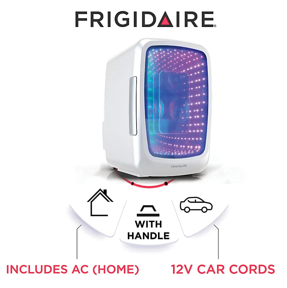 Frigidaire 0.14 Cu. Ft. 6-Can Retro Gaming Light-Up Portable Beverage Mini Fridge, White