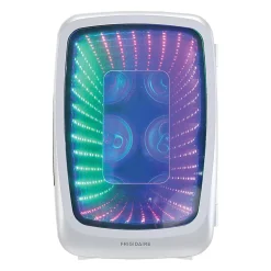 Frigidaire 0.14 Cu. Ft. 6-Can Retro Gaming Light-Up Portable Beverage Mini Fridge, White