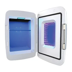 Frigidaire 0.14 Cu. Ft. 6-Can Retro Gaming Light-Up Portable Beverage Mini Fridge, White