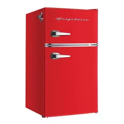 Frigidaire 2-Door Retro 3.2 cu ft Compact Bar Fridge with Freezer and Side Bottle Opener, Red