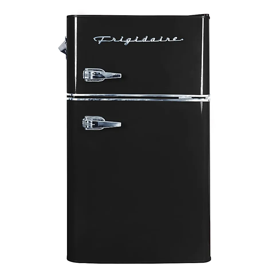 Frigidaire 2-Door Retro 3.2 cu ft Compact Bar Fridge with Freezer and Side Bottle Opener, Black